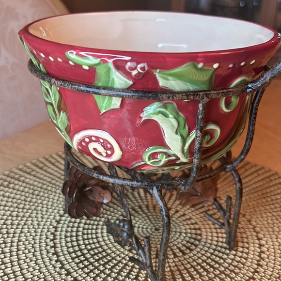 Season of Peace Ceramic Bowl on Metal Reindeer Stand - Picture 2 of 10